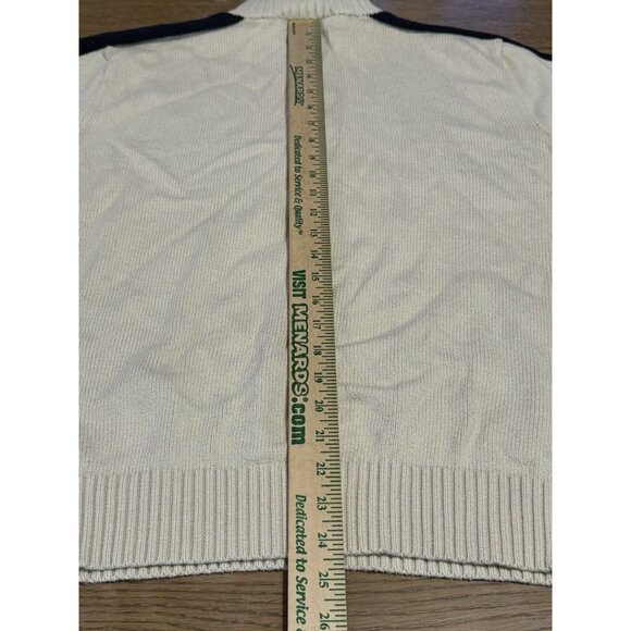 Vtg Polo Ralph Lauren Sweater Mens Size XL 1/4 Zip 100% Cotton Leather Pull - Picture 11 of 14